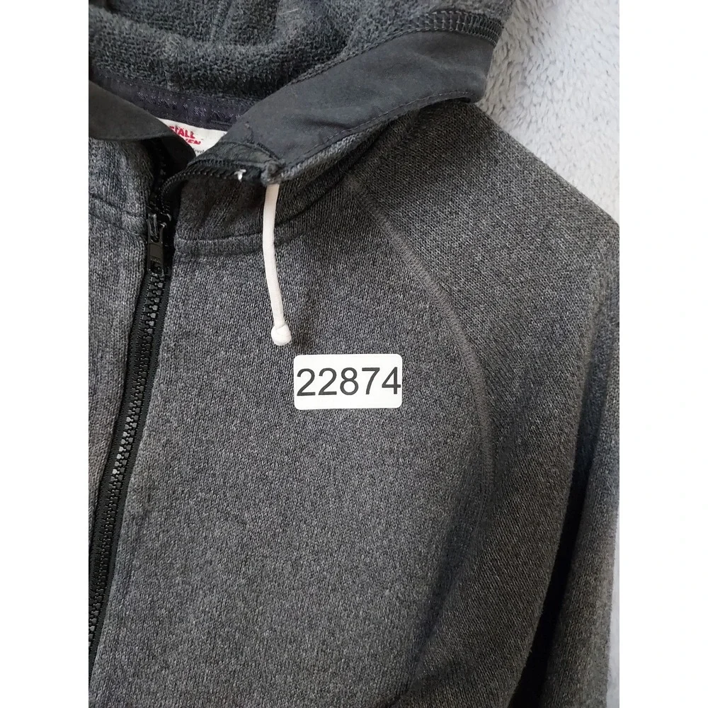 Fjallraven Hoodie Mens Medium Full Zip Ovike Fleece Jacket Gray Drawstring READ